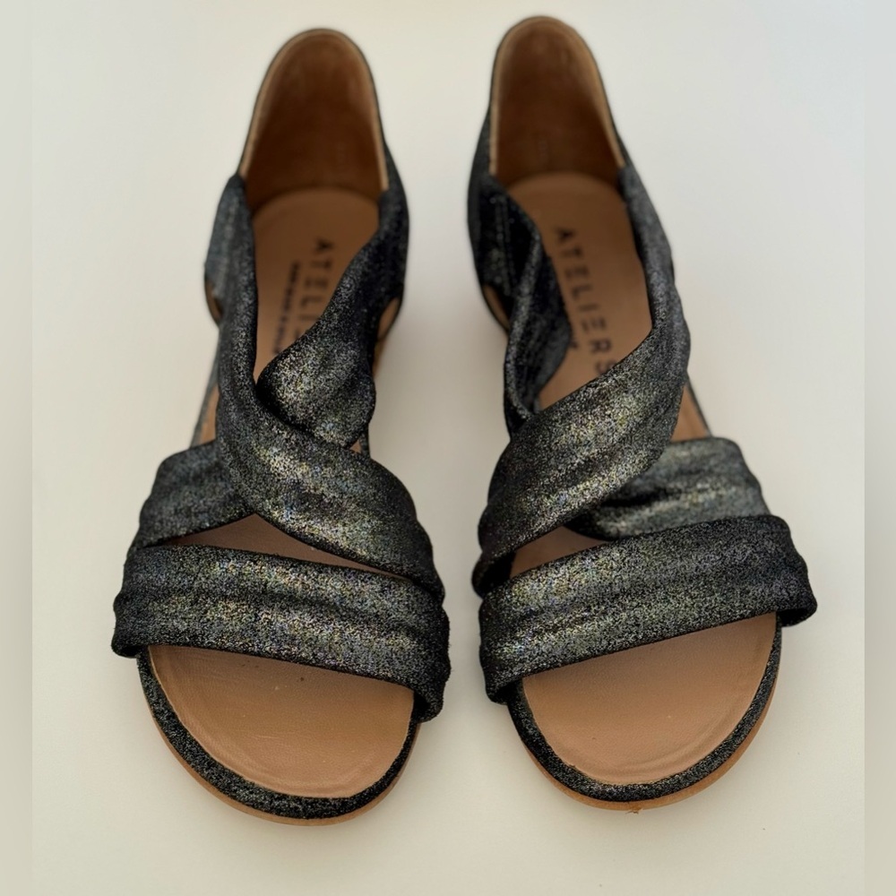 ATELIERS handmade‎ in Spain metallic gray sandals size 38 | US 7,5